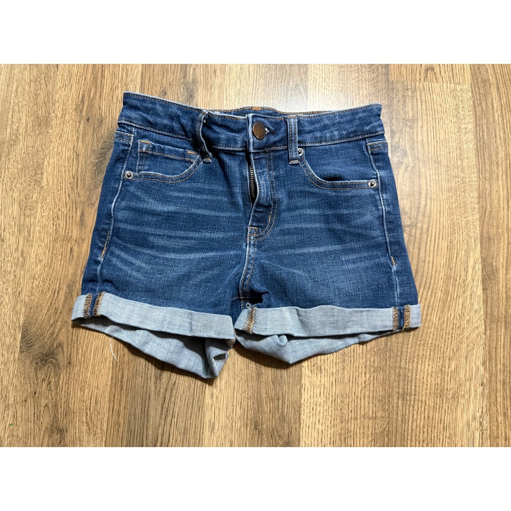 Aeropostale Shorts Women Size 0 Blue Denim High Rise Midi Cuffed Hem